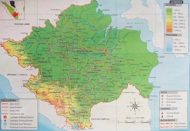 Gambar Peta Atlas Provinsi Sumatera Selatan