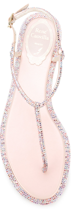 Rene Caovilla Pink Embellished Sandals