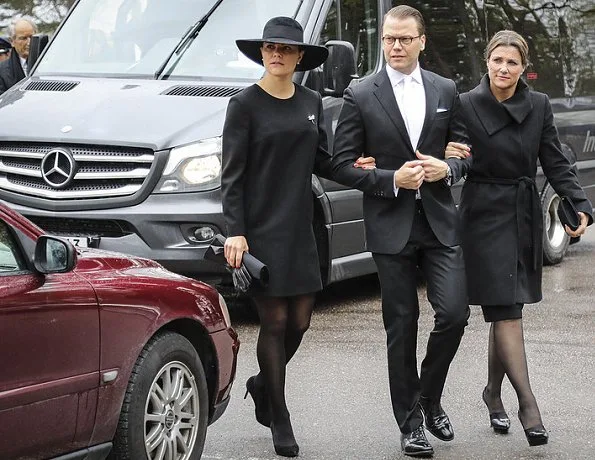 Queen Silvia, Crown Princess Victoria, Princess Benedikte, Princess Sofia and Princess Martha Louise attended the funeral of Baron Niclas Silfverschiöl at Erska Church