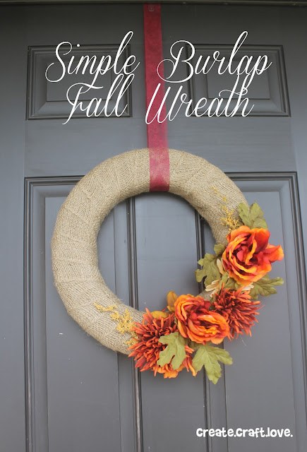 Simple Burlap Fall Wreath via createcraftlove.com #wreath #burlap #fall