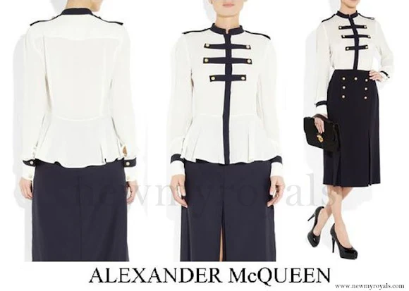 Kate Middleton wore ALEXANDER MCQUEEN Military Blouse and Skirt