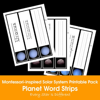 Montessori-inspired Solar System Printable Pack: Planet Word Strips