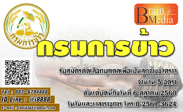 กรมการข้าว เปิดสอบ งานราชการ