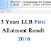Kerala 3 Years LLB First Allotment Result 2016