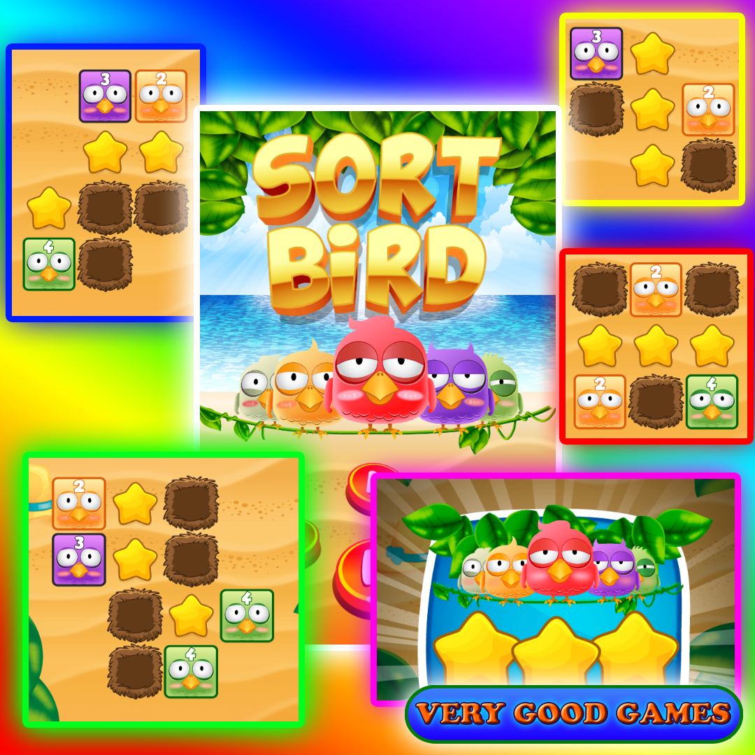 Screenshots of Sort Bird - a puzzle game on the Very Good Games blog
