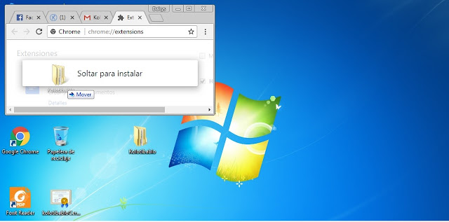 Arrastrar carpeta con plugin descomprimido a extensiones del navegador.