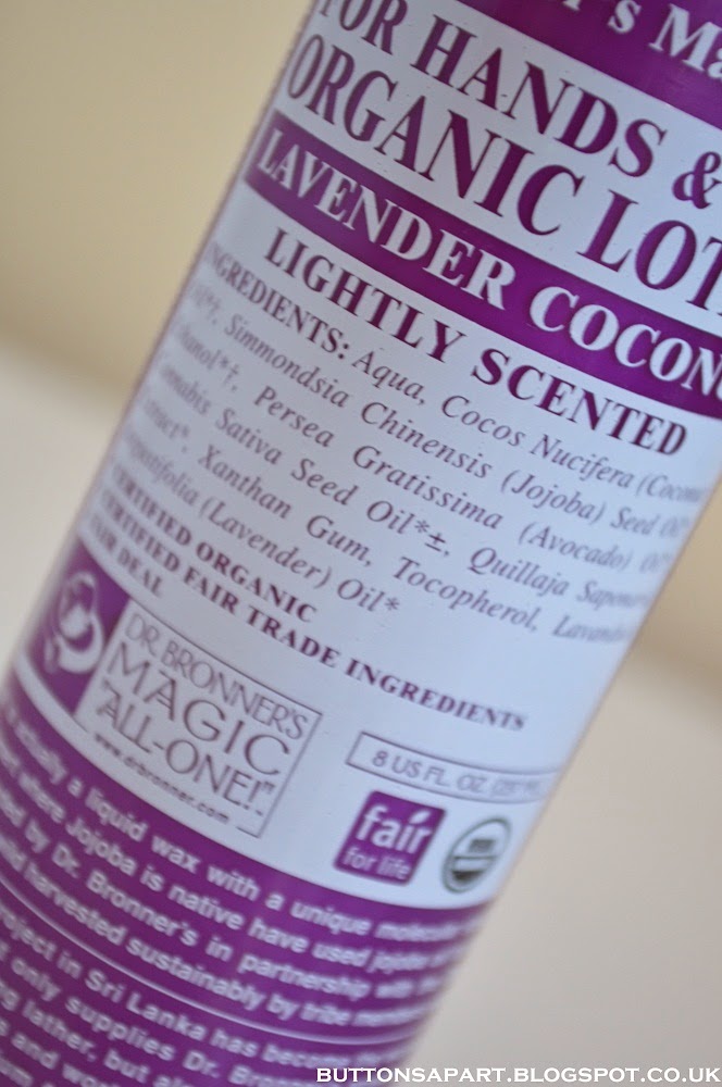 Buttons Apart dr bronner's magic organic lavender coconut lotion review