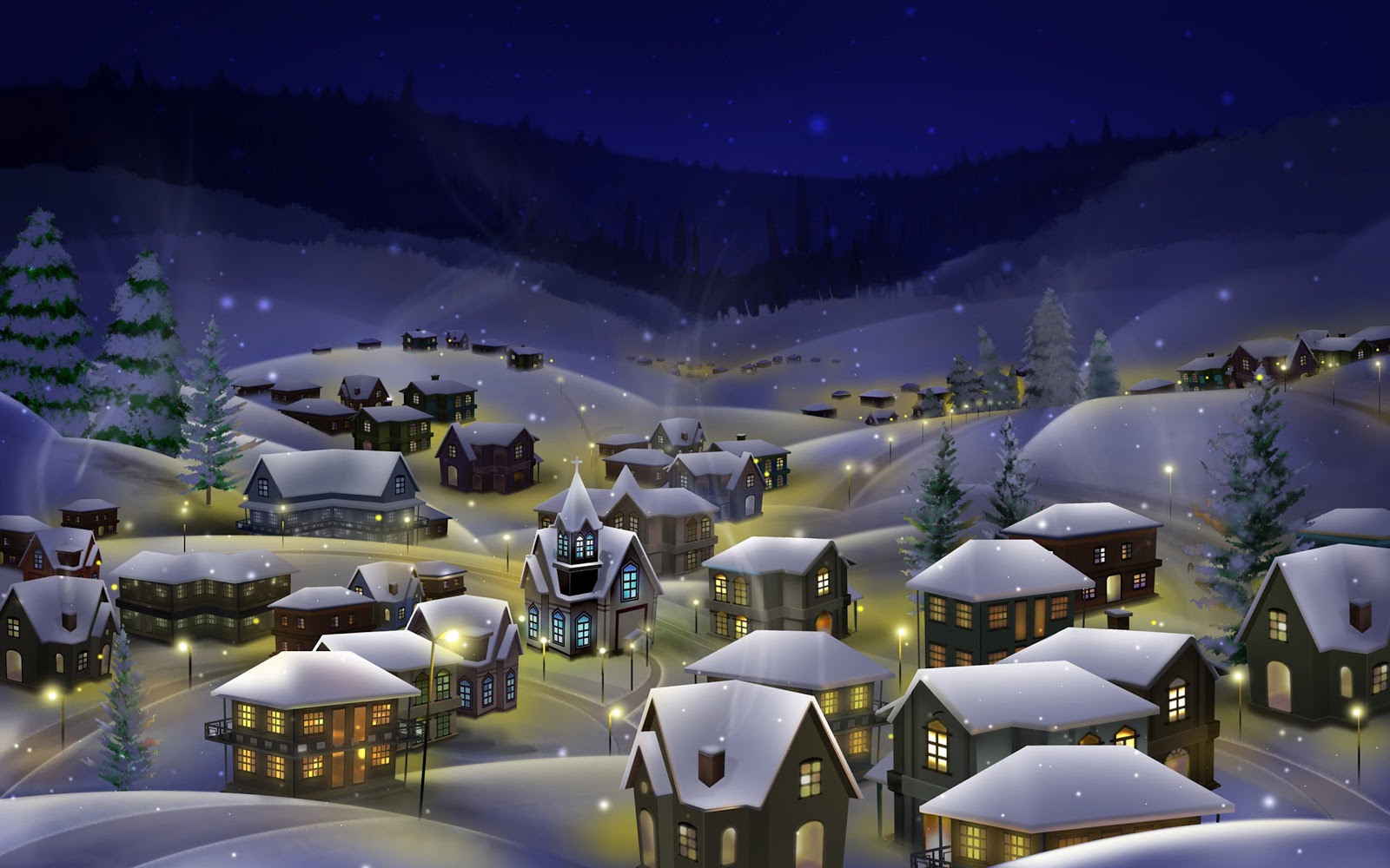 christmas landscapes: Wallpaper landscapes christmas