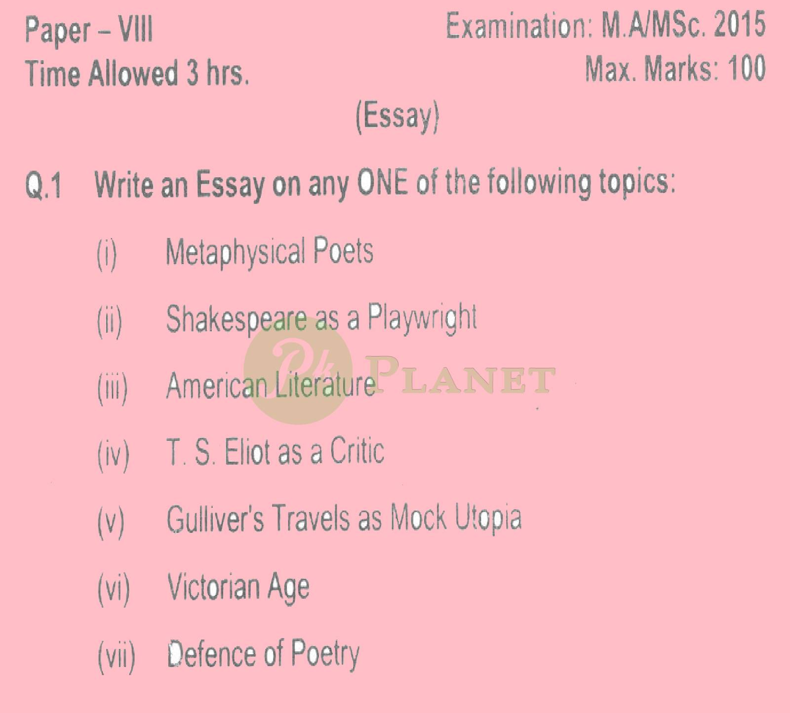 past papers of ma english part 2 punjab university 2015 essay