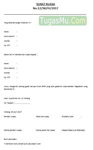 Download Contoh Surat Kuasa Pengambilan Barang Resmi Yang Baik dan Benar Download Contoh Surat Kuasa Pengambilan Barang Resmi Yang Baik dan Benar