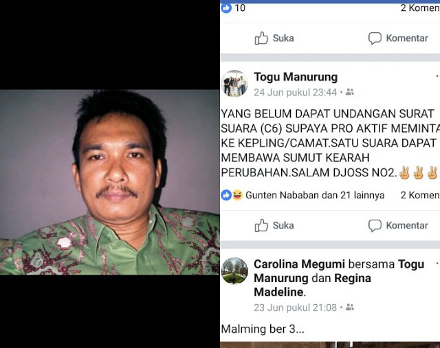 Status Togu Manurung di facebook. Status Togu Manurung di facebook.