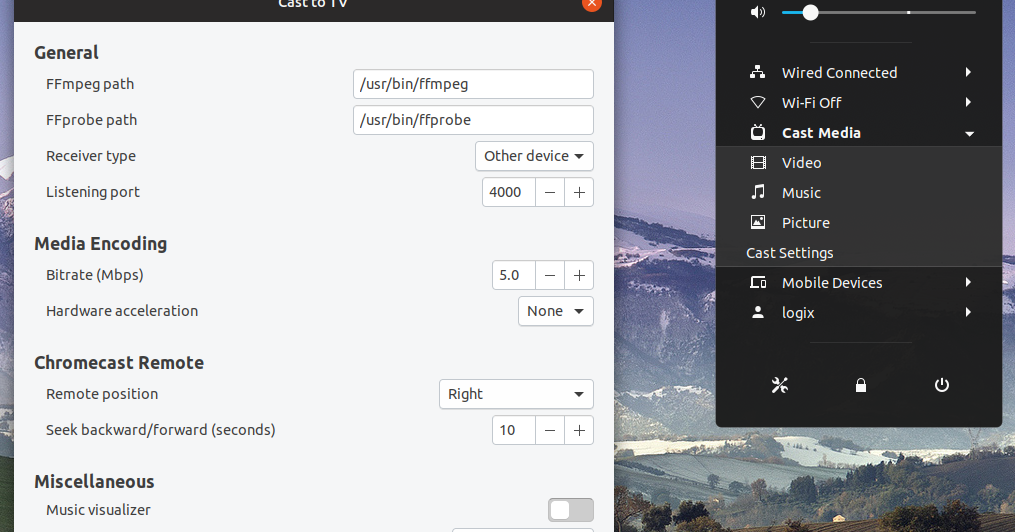 Stream Videos, Music And Pictures From Gnome To Chromecast With Cast To