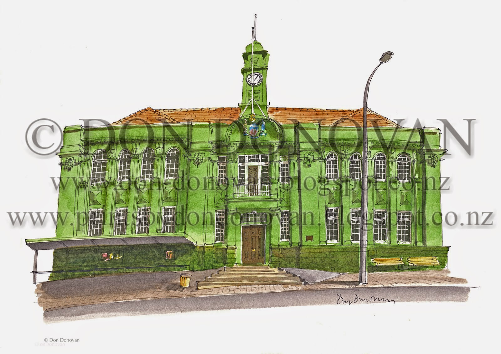 Don Donovan's World Prints For Sale Whangarei Town Hall in 1986