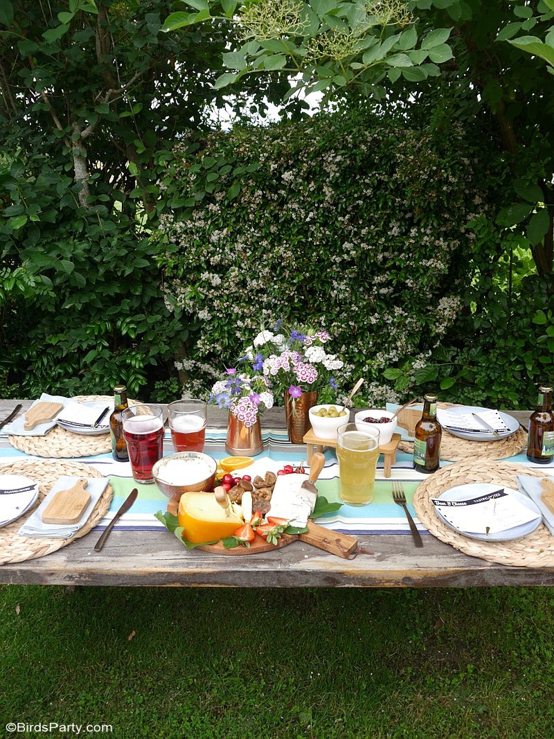 A Summer Cheese and Beer Tasting Party - a tasty, easy and quick party to pull off for a summer get-together with friends or to celebrate Father's Day! by BirdsParty.com @birdsparty #cheeseandbeerparty #beerparty #summerparty #fathersday #menpartyideas