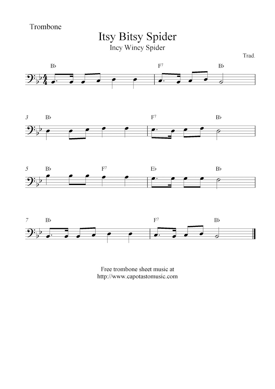 Play the Itsy Bitsy Spider on Tin Whistle - Free Sheet Music