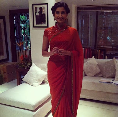 Sonam Kapor @ BMB promotion in Anamika Khanna &  Tarun Tahiliani dress