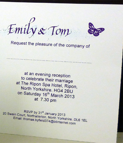 Personalised wedding invitations guest names