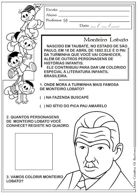 Atividade Dia do Livro Infantil Monteiro Lobato