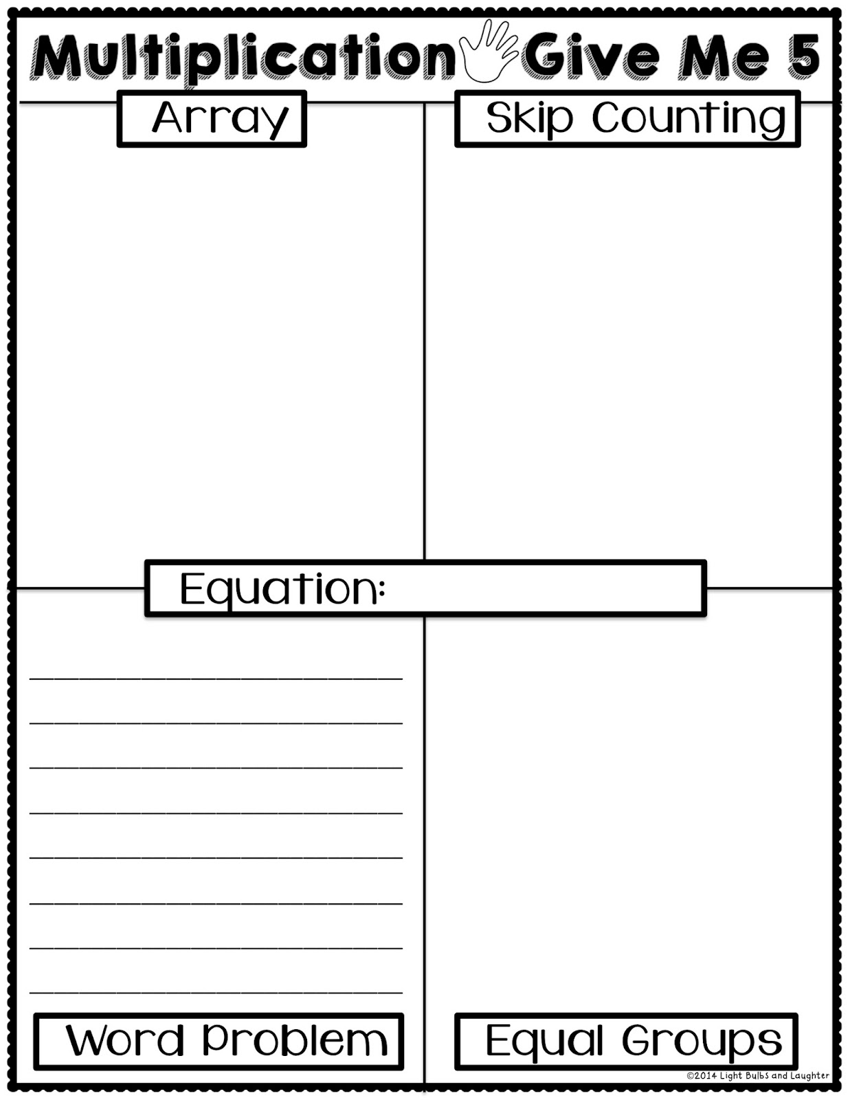 Light Bulbs and Laughter - Multiplication Give Me 5 Worksheet