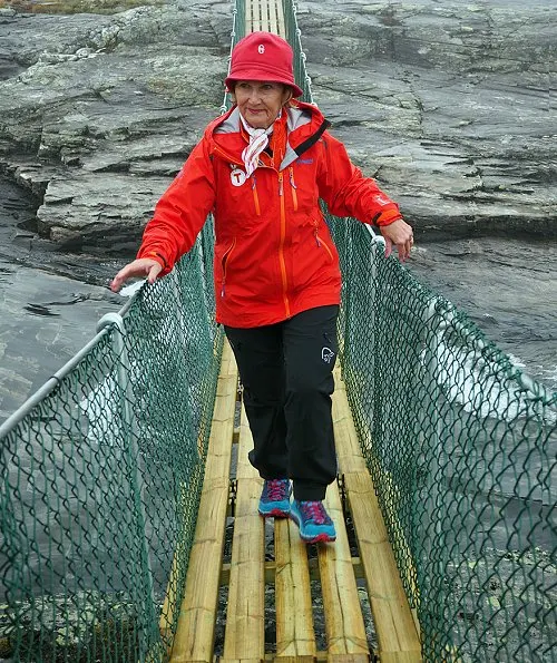Queen Sonja of Norway opened a new suspension bridge which is on Opo River along Lofthus pathway in Hardanger region of Hordaland state of Norway