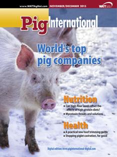 Pig International. Nutrition and health for profitable pig production 2015-07 - November & December 2015 | ISSN 0191-8834 | TRUE PDF | Bimestrale | Professionisti | Distribuzione | Tecnologia | Mangimi | Suini
Pig International  is distributed in 144 countries worldwide to qualified pig industry professionals. Each issue covers nutrition, animal health issues, feed procurement and how producers can be profitable in the world pork market.