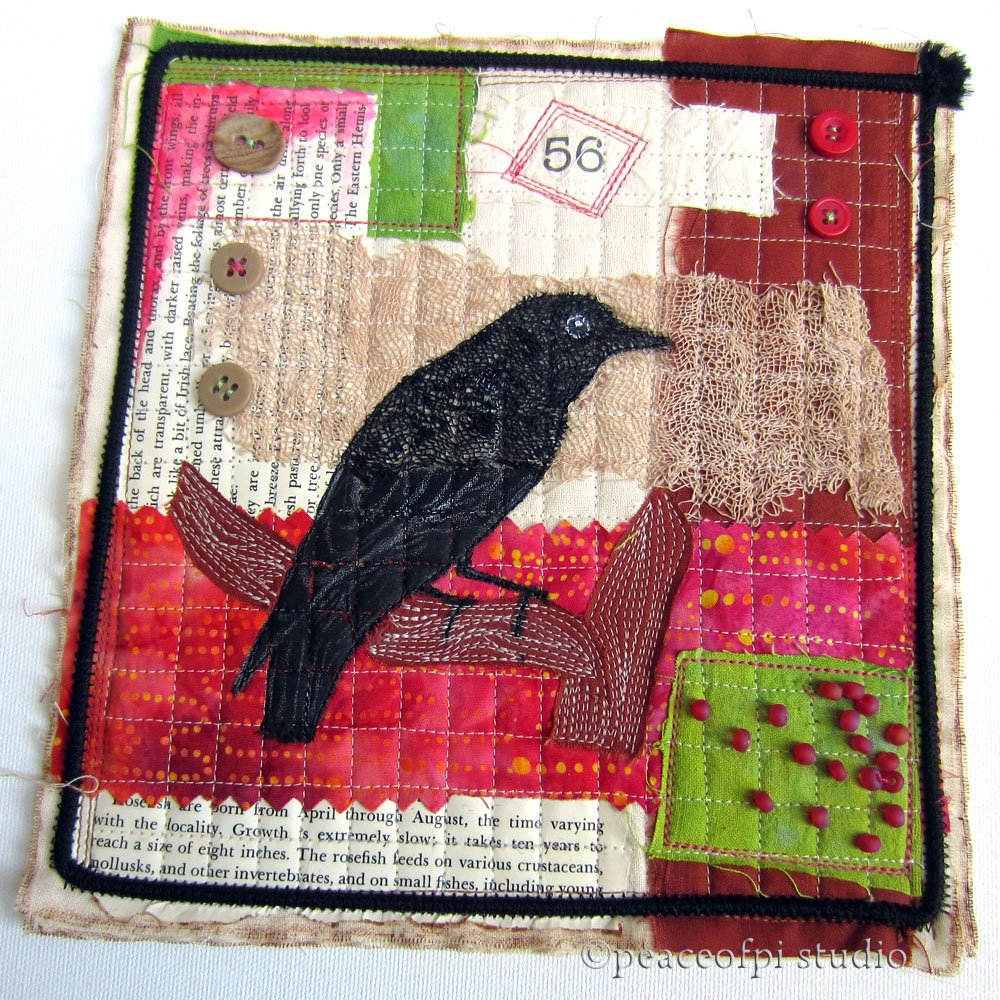 peaceofpi studio: Sewing a Crow Mixed Media Collage Quilt