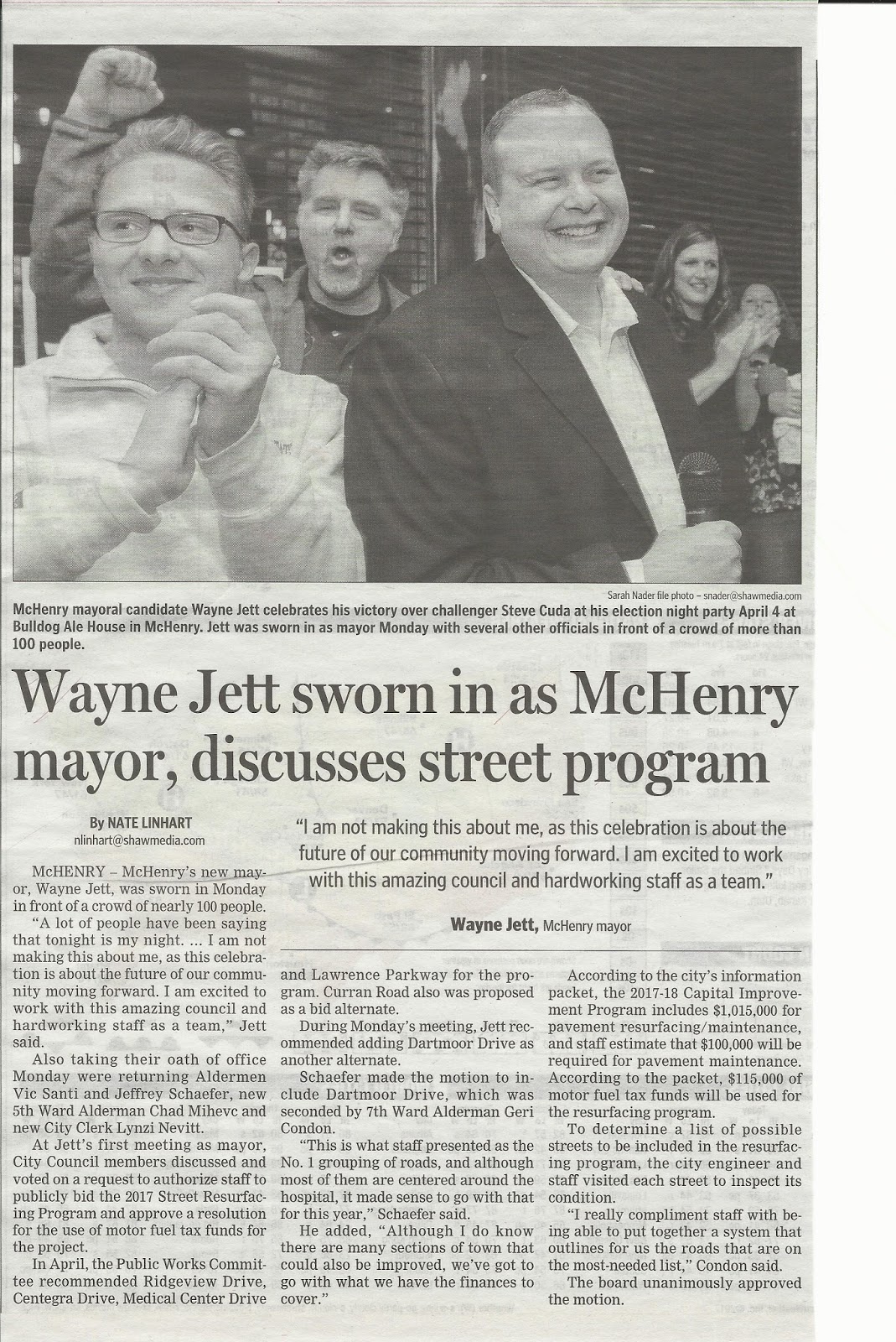 Very Concern Citizen McHenry: Wayne jett sworn in as McHenry Mayor