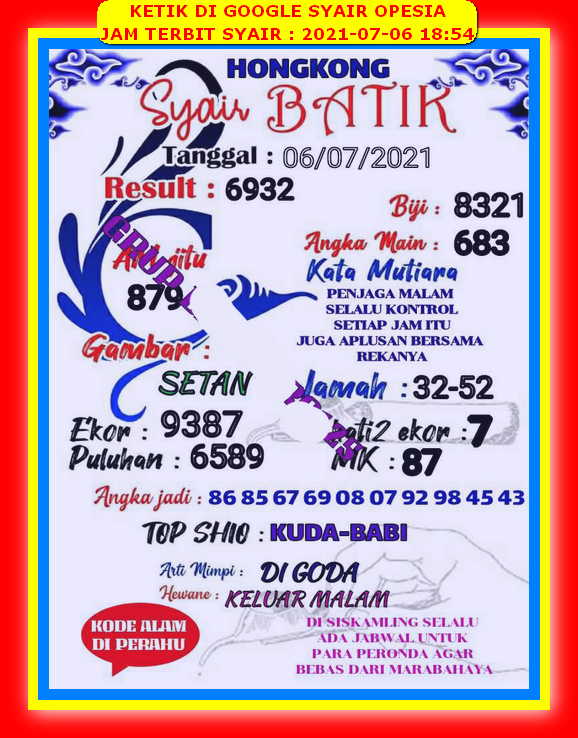 Syair Kode Alam Hk Hari Ini