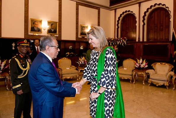 Queen Maxima of The Netherlands meets with President Abdul Hamid, Prime minister Skeikh Hasina, Finance Minister Muhith and Telecommunications minister Tarana Halim at Gonobhaban Palace