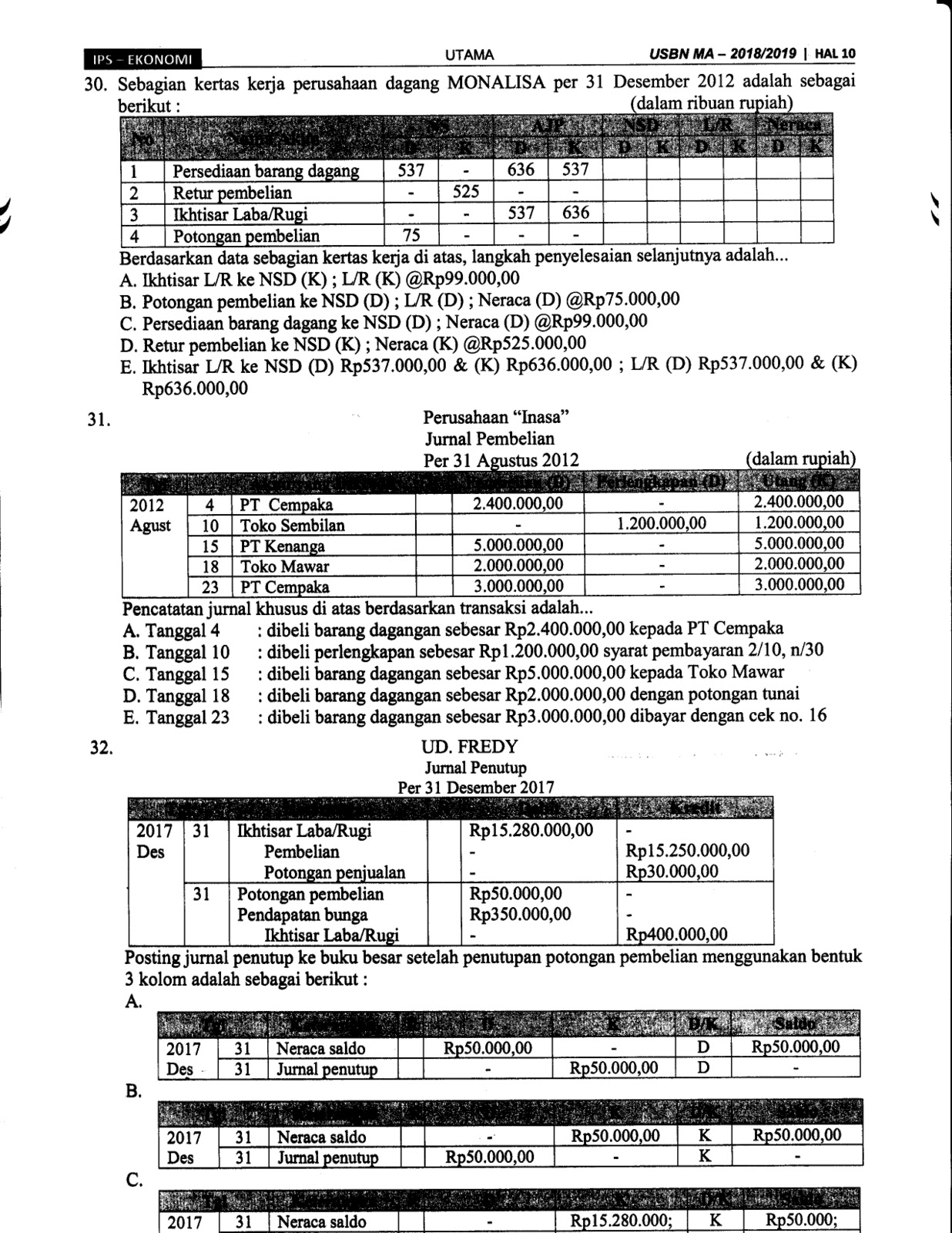 Kumpulan Soal Ujian Sekolah Berstandar Nasional (USBN