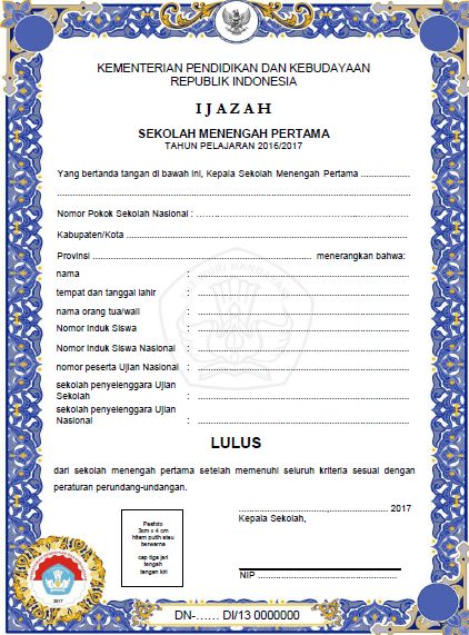 Blangko Ijazah 2018 Sd Smp Sma Smk Sdlb Smplb Smalb Spk Paket A B C Info Pendidikan Terbaru