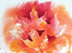 leaves autumn painting maple watercolor paintings leaf