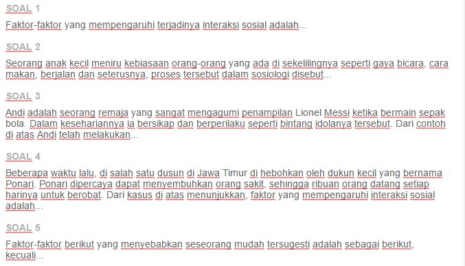 Contoh Soal Faktor Pendorong Interaksi Sosial