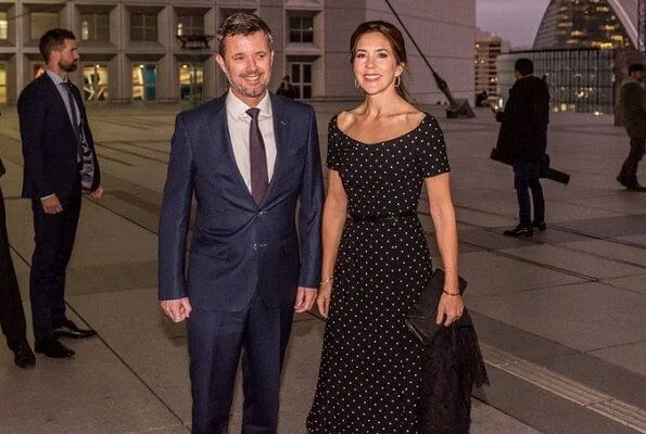Crown Princess Mary wore a new polka dot dress by Black Halo. Crown Princess Mary wore LK Bennett pumps