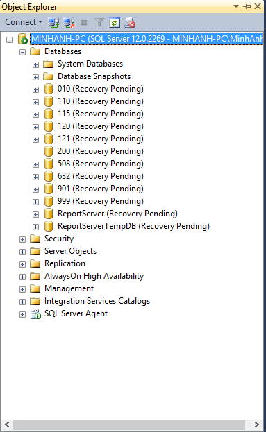 My Note: Recovering From Sql Server 'Recovery Pending' Status