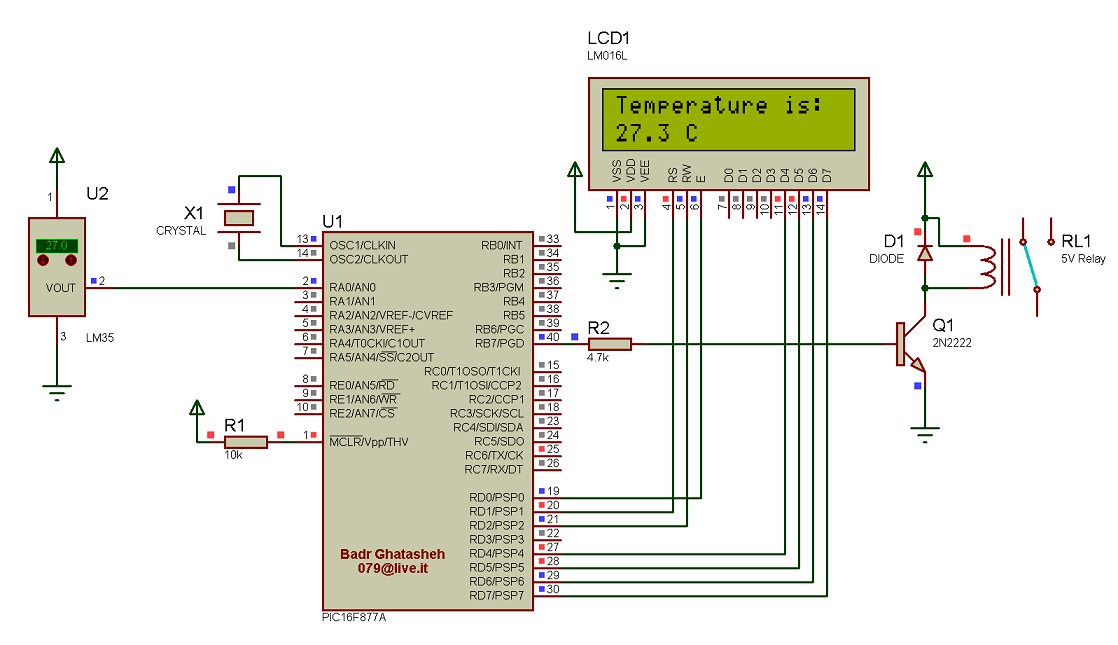 Eproject Pic16f877a And Lm35 Based Temperature Monitor