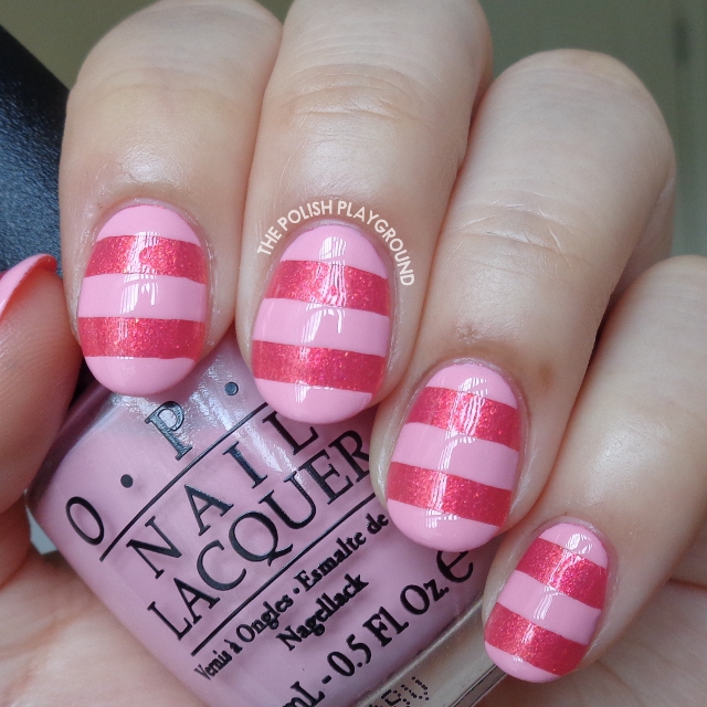 Pink Stripes Nail Art
