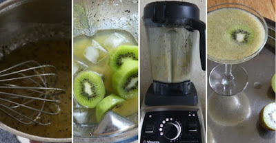 Zubereitung Kiwi-Sirup und Zubereitung Kiwi-Margarita Zubereitung Kiwi-Sirup und Zubereitung Kiwi-Margarita