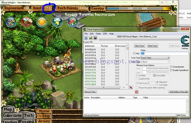 Tips Menggunakan Cheat Engine untuk Virtual Villagers 5 New Believers