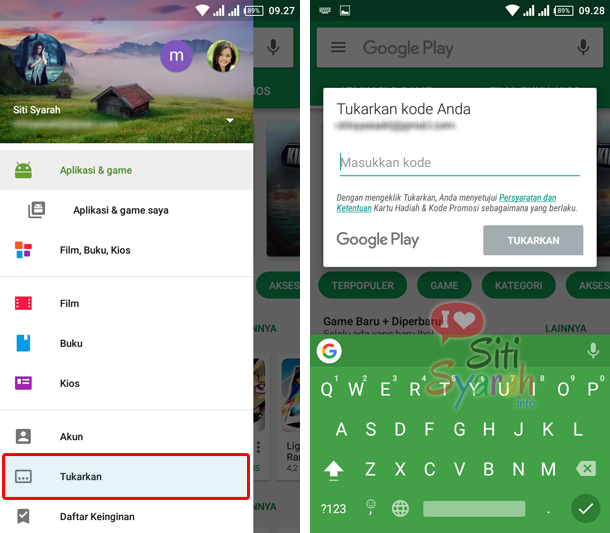 cara menambah saldo play store