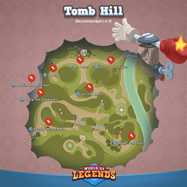 World of Legends: Tomb Hill Map and Boss Locations