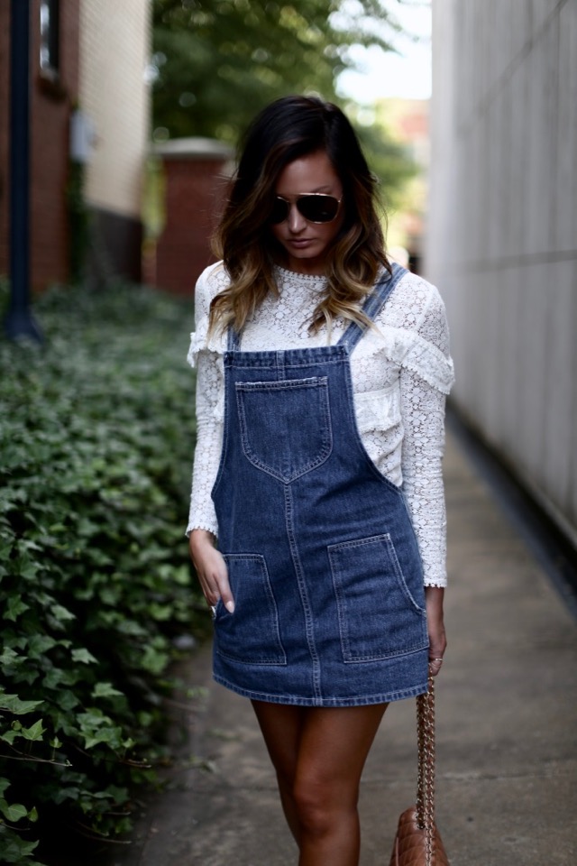 Megan Runion // For All Things Lovely OVERALLS + LACE