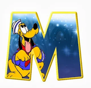 Alfabeto de personajes Disney con letras grandes M Pluto. 