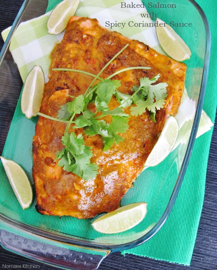 Nomsies Kitchen Baked Salmon with Spicy Coriander Sauce