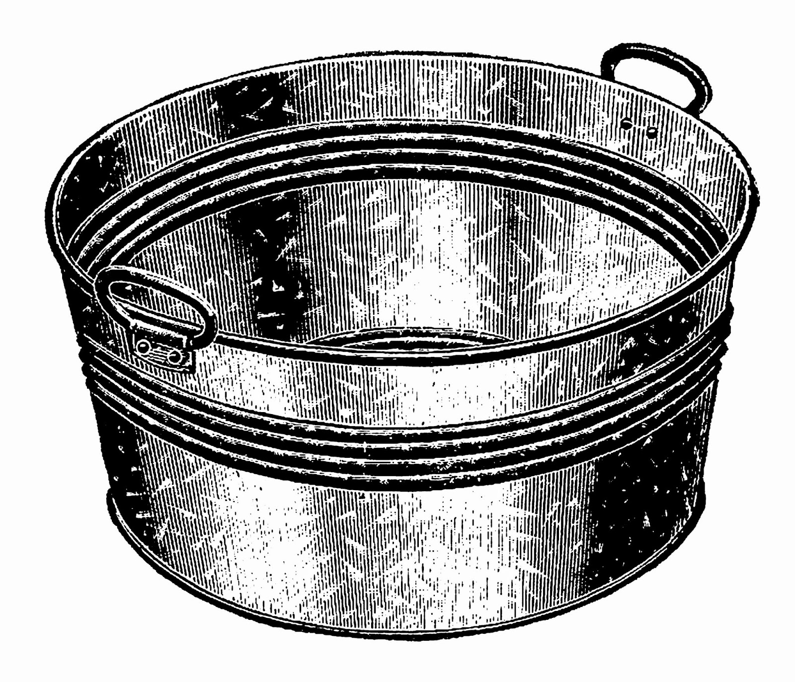 Antique Images Vintage Digital Illustration Image Transfer of Wash Tub