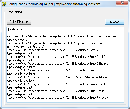 Contoh Penggunaan Open dan Save Dialog di Delphi  Delphi 