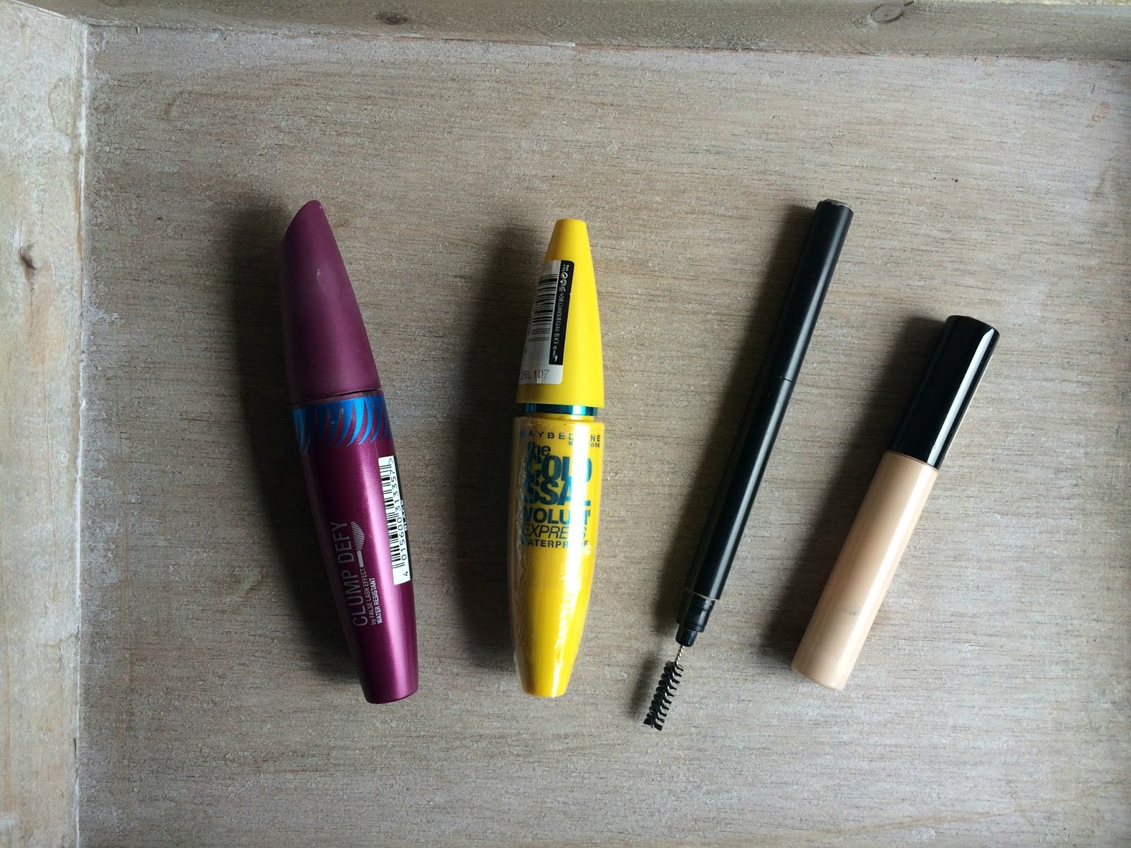 makeup empties maybelline colossal mascara max factor clump defy sleek brow stylist collection lasting perfection concealer