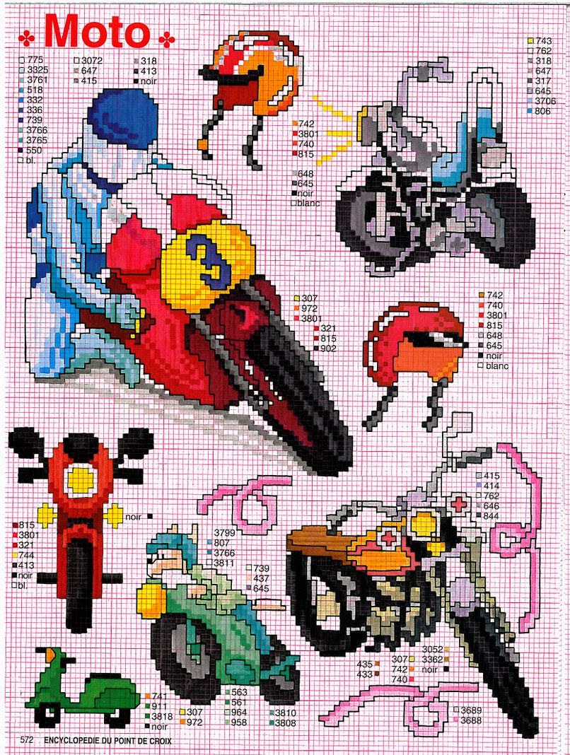 Motos Em Ponto Cruz Ponto cruz: Motos Gráficos Ponto Cruz