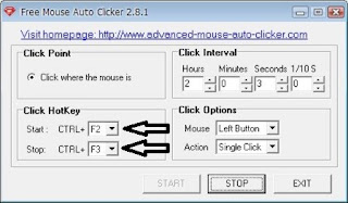 تحديد اختصارات التشغيل والايقاف فى Free Mouse Auto Clicker