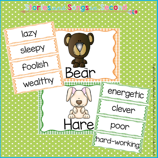 Primary grade students will love comparing and contrasting both the character traits of Bear and Hare, and the vegetables growing in their garden, using Janet Stevens' TOPS AND BOTTOMS as a mentor text.